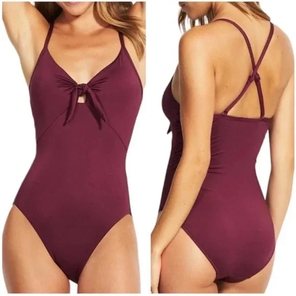 Seafolly Sweetheart Tie Front One Piece Swimsuit - Picture 1 of 5